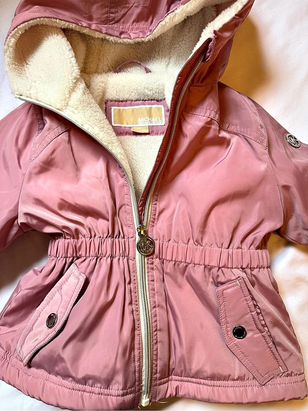 Michael Kors Kids Hooded Puffer Jacket in Pink Like New